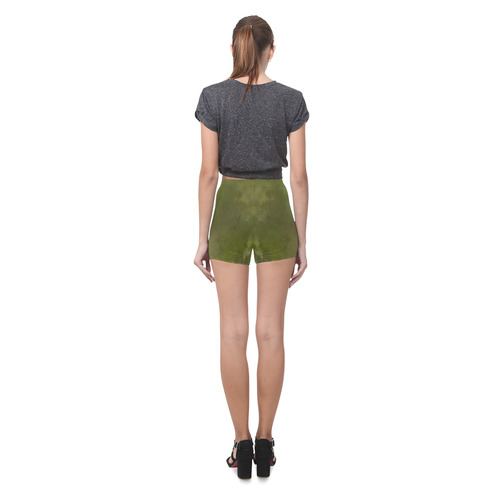Green brown batik look Briseis Skinny Shorts (Model L04)