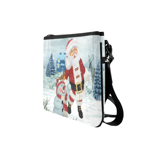 Christmas, Santa Claus with snowman Slim Clutch Bag (Model 1668)