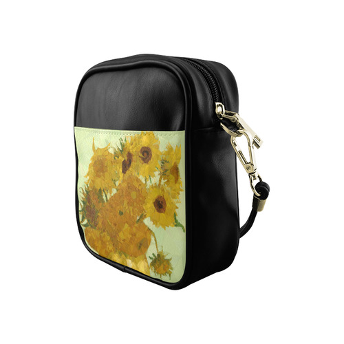 Van Gogh Sunflowers Low Poly Triangles Sling Bag (Model 1627)