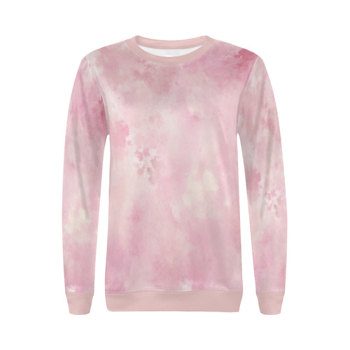 Pink rose fuscia batik look All Over Print Crewneck Sweatshirt for Women (Model H18)