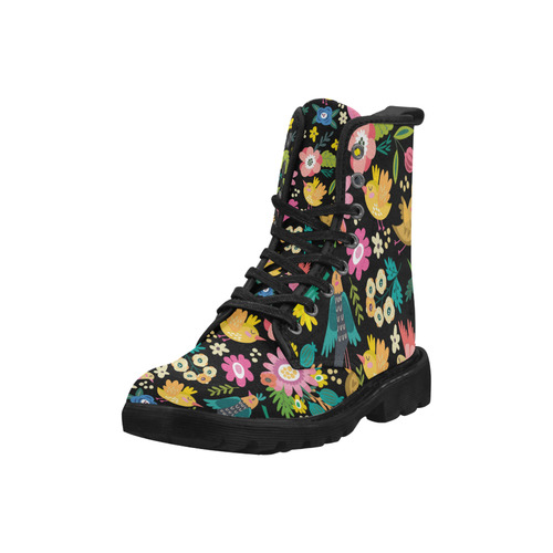 Spring Flowers And Birds Pattern I Martin Boots for Men (Black) (Model 1203H)