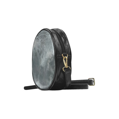 Dark grey letter vintage batik look Round Sling Bag (Model 1647)