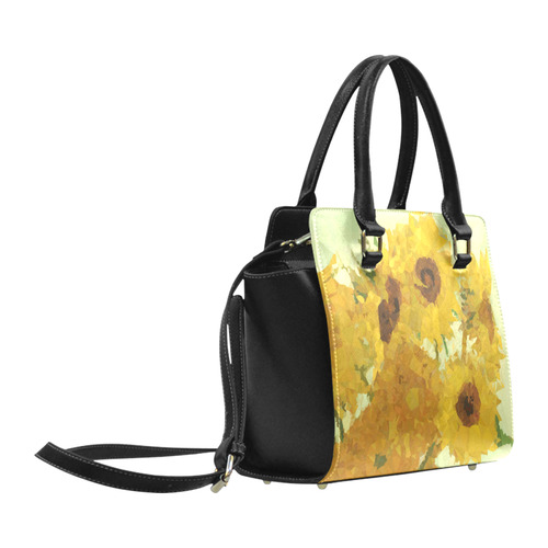 Van Gogh Sunflowers Low Poly Triangles Classic Shoulder Handbag (Model 1653)