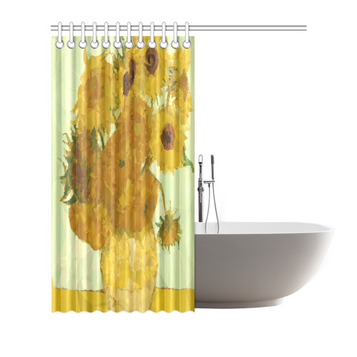 Van Gogh Sunflowers Low Poly Triangles Shower Curtain 72"x72"
