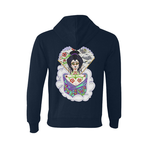 Geisha Sugar Skull Dark Blue Oceanus Hoodie Sweatshirt (NEW) (Model H03)