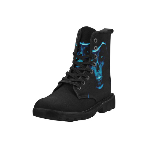 glowing fantasy Death mask blue by FeelGood Martin Boots for Men (Black) (Model 1203H)