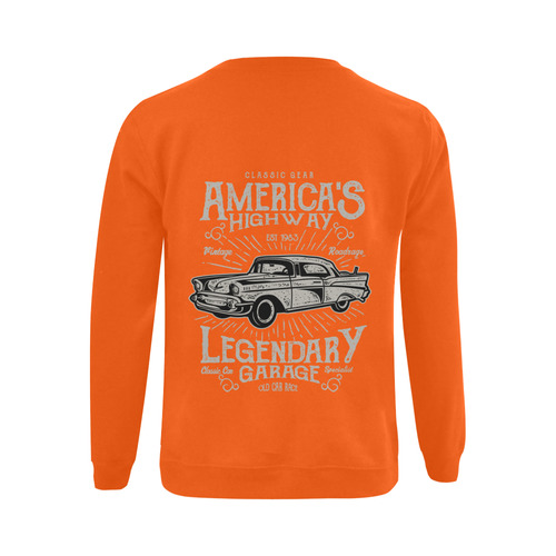 America's  Highway Orange Gildan Crewneck Sweatshirt(NEW) (Model H01)