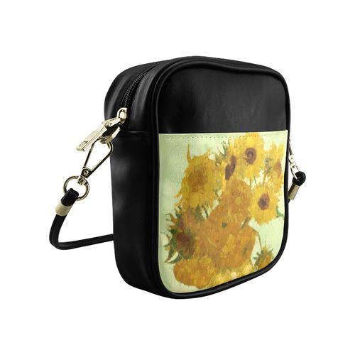 Van Gogh Sunflowers Low Poly Triangles Sling Bag (Model 1627)