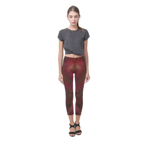 Dark red black batik look Capri Legging (Model L02)