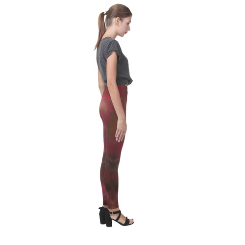 Dark red black batik look Cassandra Women's Leggings (Model L01)