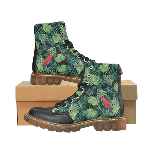 Parrot And Leaves Apache Round Toe Women's Winter Boots (Model 1402)