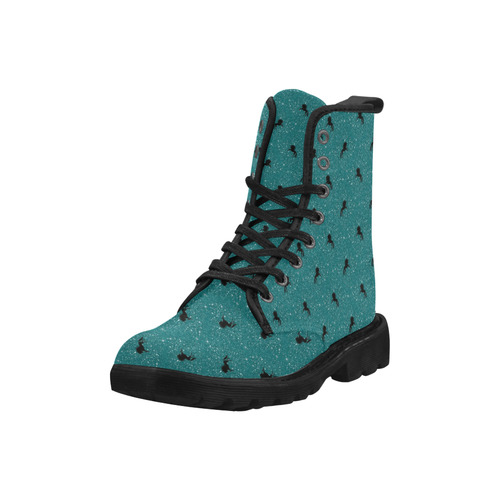 unicorn pattern aqua by JamColors Martin Boots for Women (Black) (Model 1203H)