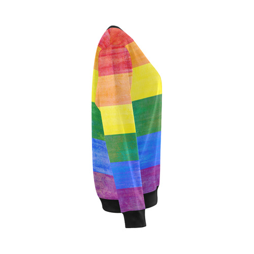 Rainbow Flag Colored Stripes Grunge All Over Print Crewneck Sweatshirt for Women (Model H18)