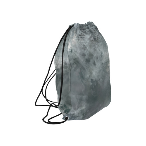 Dark grey letter vintage batik look Large Drawstring Bag Model 1604 (Twin Sides)  16.5"(W) * 19.3"(H)