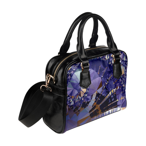 Blue Gold Low Poly Fractal Triangles Shoulder Handbag (Model 1634)