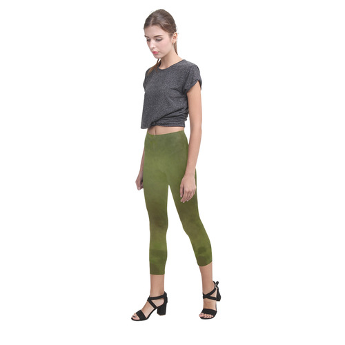 Green brown batik look Capri Legging (Model L02)