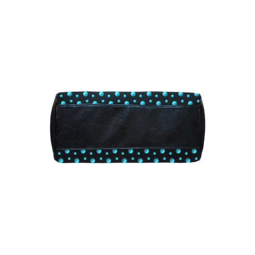 Terrific Turquoise Polka Dots on Midnight Black Boston Handbag (Model 1621)