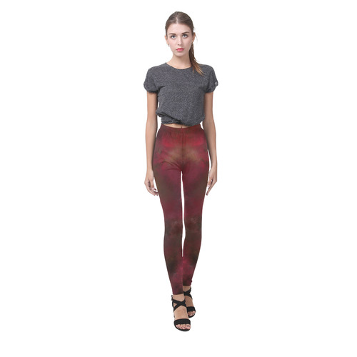 Dark red black batik look Cassandra Women's Leggings (Model L01)