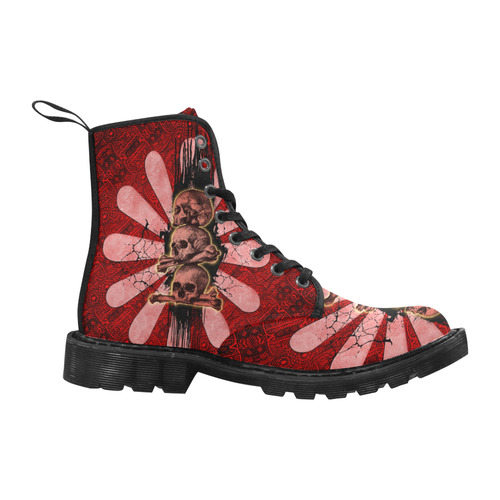 Skulls on a flower Martin Boots for Women (Black) (Model 1203H)