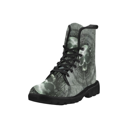 Awesome skull with bones and grunge Martin Boots for Women (Black) (Model 1203H)