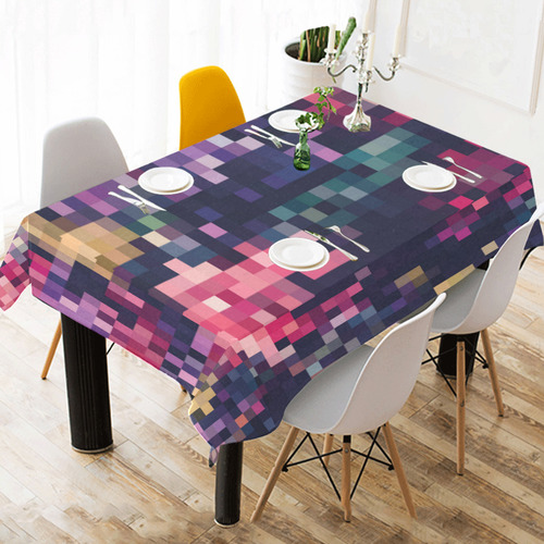 Mosaic Pattern 8 Cotton Linen Tablecloth 52"x 70"