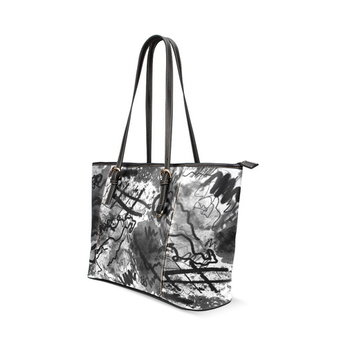 Abstract Sketch Leather Tote Bag/Small (Model 1640)