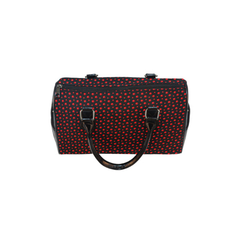 Rambunctious Red Polka Dots on Midnight Black Boston Handbag (Model 1621)