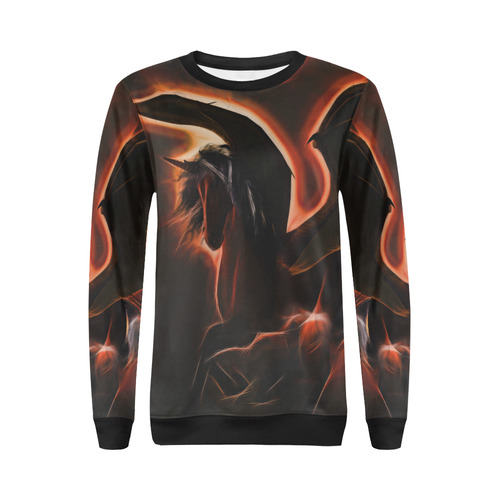 Awesmoe dark unicorn All Over Print Crewneck Sweatshirt for Women (Model H18)