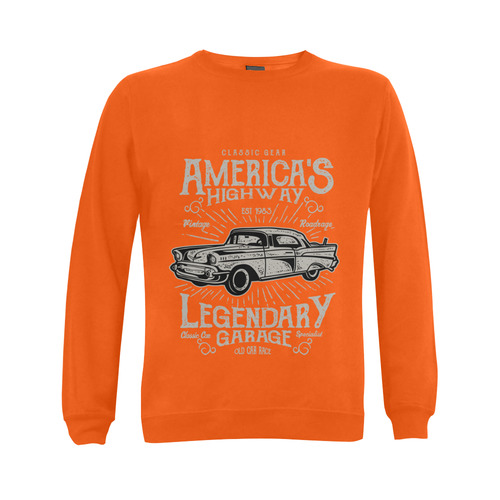 America's  Highway Orange Gildan Crewneck Sweatshirt(NEW) (Model H01)
