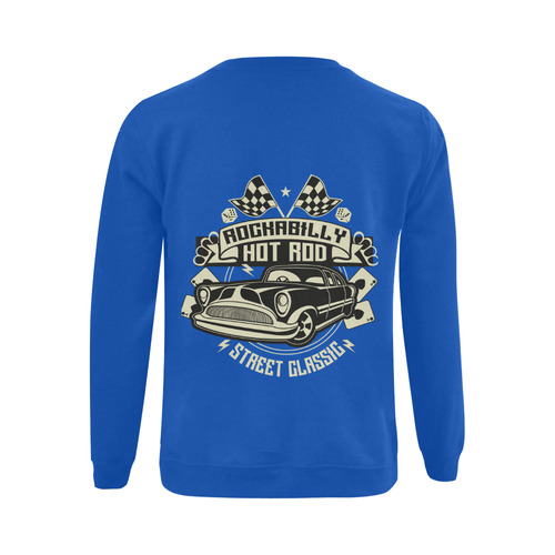 Rockabilly Hotrod Blue Gildan Crewneck Sweatshirt(NEW) (Model H01)