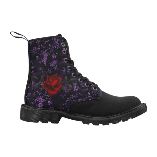 Dark Gothic Rose Martin Boots for Women (Black) (Model 1203H)