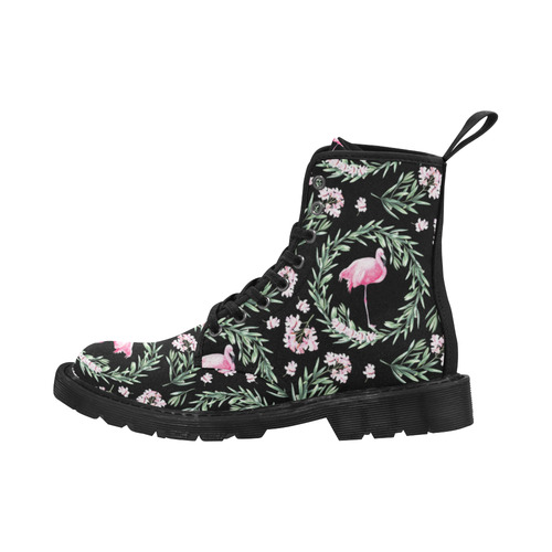 Tropical Flamingo Pattern III Martin Boots for Women (Black) (Model 1203H)