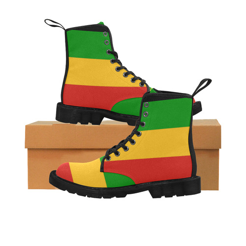 Rastafari Flag Colored Stripes Martin Boots for Women (Black) (Model 1203H)