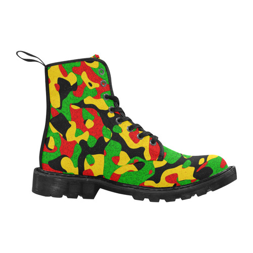 Rastafari Camouflage Pattern Green Yellow red Blac Martin Boots for Women (Black) (Model 1203H)