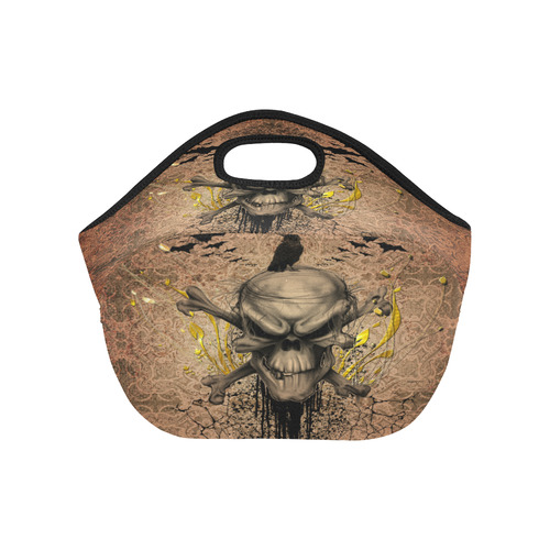 The scary skull with crow Neoprene Lunch Bag/Small (Model 1669)