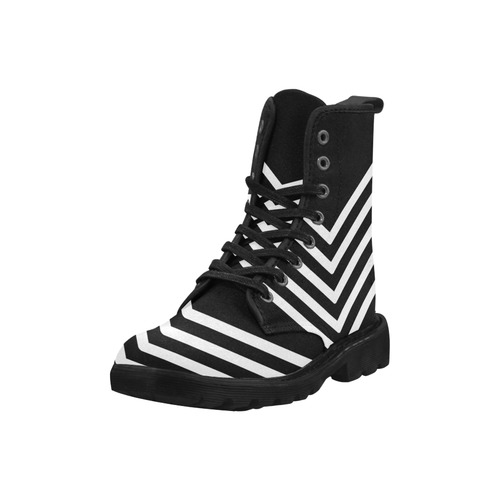 Modern Black Background Chevron Stripes Cut Martin Boots for Women (Black) (Model 1203H)
