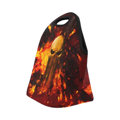 Amazing skull with fire Neoprene Lunch Bag/Small (Model 1669)