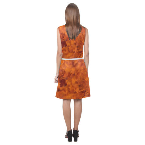 Orange red batik look Eos Women's Sleeveless Dress (Model D01)