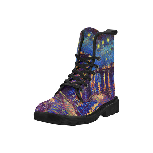 Van Gogh Starry Night Over Rhone Martin Boots for Women (Black) (Model 1203H)