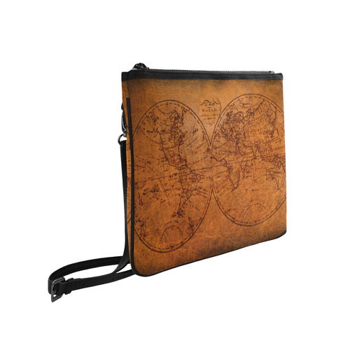 old world map slim clutch bag Slim Clutch Bag (Model 1668)