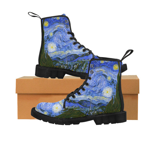 Van Gogh Starry Night Martin Boots for Women (Black) (Model 1203H)