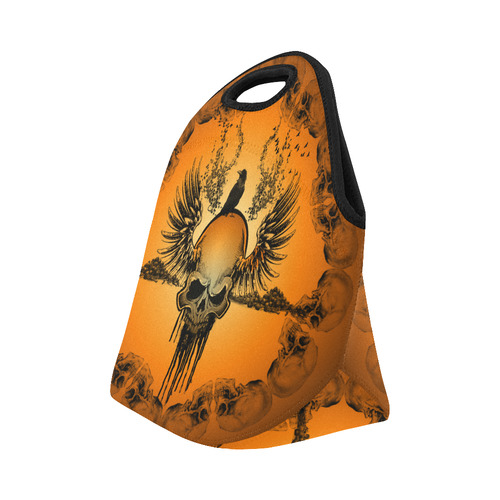 Amazing skull with crow Neoprene Lunch Bag/Small (Model 1669)