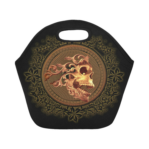 Amazing skull with floral elements Neoprene Lunch Bag/Small (Model 1669)