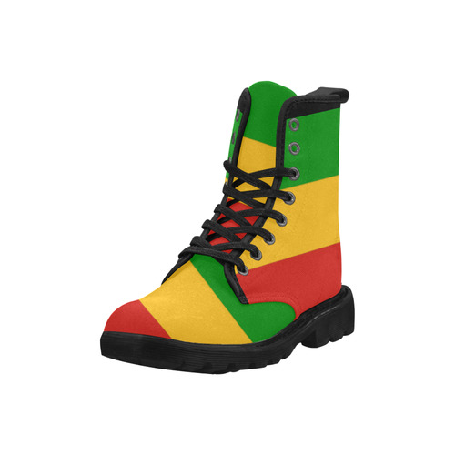 Rastafari Flag Colored Stripes Martin Boots for Women (Black) (Model 1203H)
