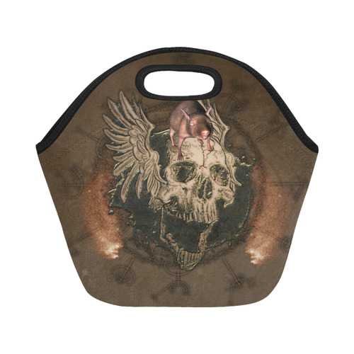 Awesome skull with rat Neoprene Lunch Bag/Small (Model 1669)