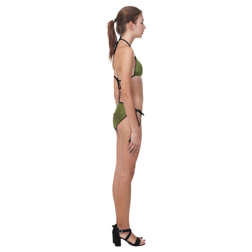Green brown batik look Custom Bikini Swimsuit (Model S01)