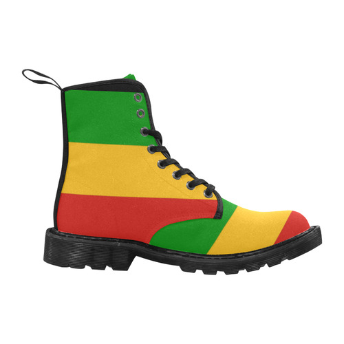 Rastafari Flag Colored Stripes Martin Boots for Women (Black) (Model 1203H)