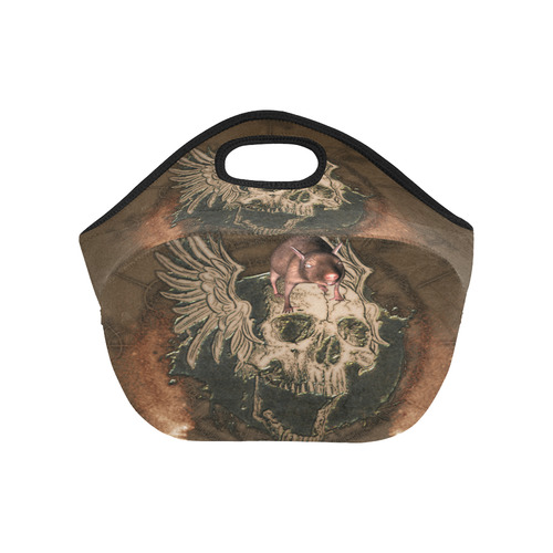 Awesome skull with rat Neoprene Lunch Bag/Small (Model 1669)