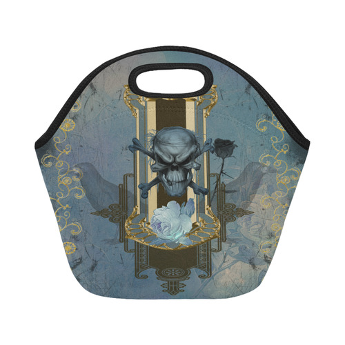 The blue skull with crow Neoprene Lunch Bag/Small (Model 1669)