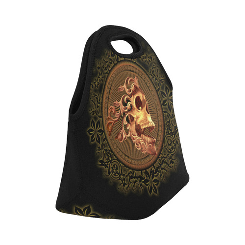 Amazing skull with floral elements Neoprene Lunch Bag/Small (Model 1669)